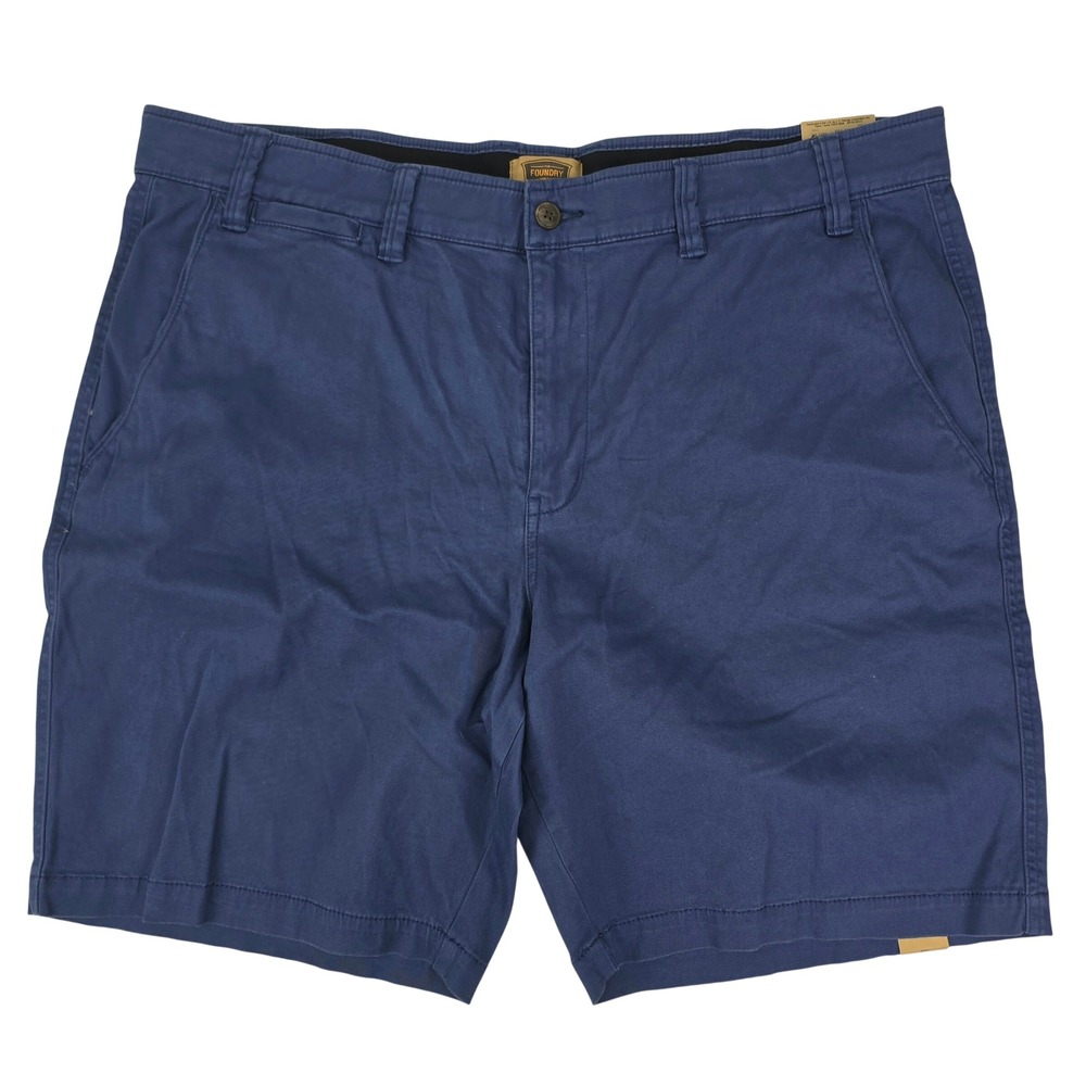 Foundry Everyday Casual Shorts Mens 46 Blue Stretch Flat Front Big &‎ Tall Chino